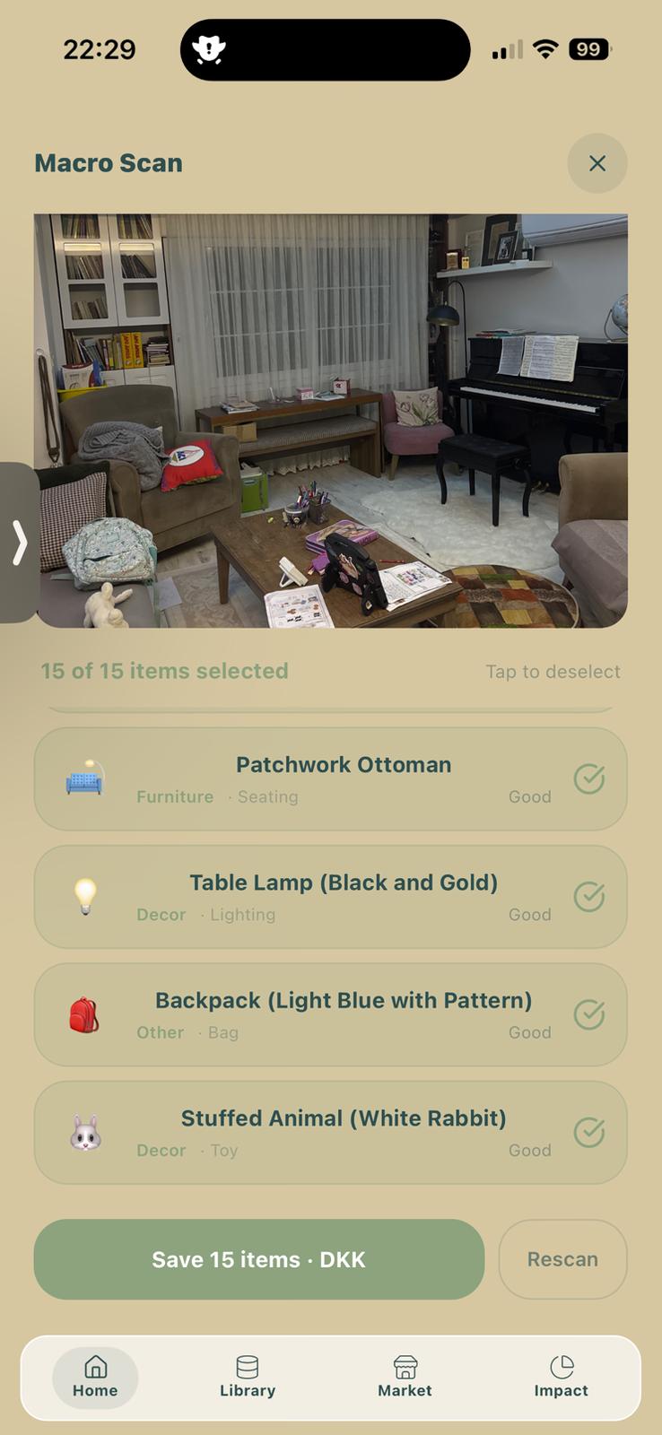 Macro Scan detecting items in a room